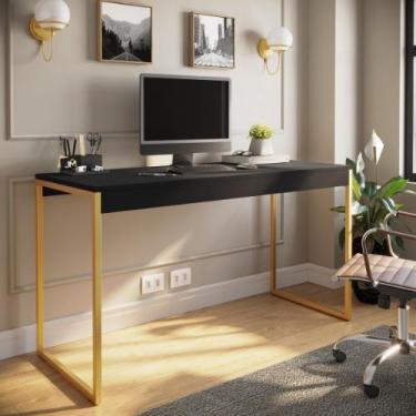 Imagem de Mesa De Estudo Industrial Amplo Espaço Home Office Pé de Ferro 90cm - 