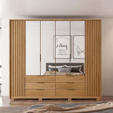 Imagem de Guarda Roupa Essence Casal Ripado 6 Portas de bater com 4 Espelhos e 6