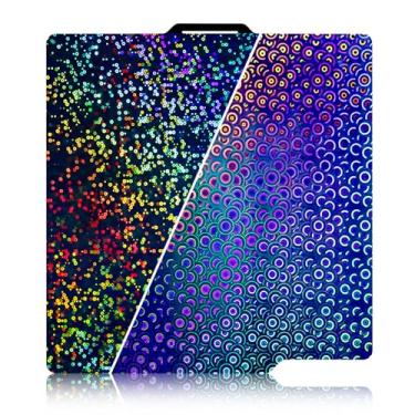 Imagem de IdeaFormer Rainbow Circles + Kaleidoscópio PEK Folha texturizada para Bambu Lab X1/X1C/X1E/P1P/P1S/A1, placa de construção PEK flexível 257x257mm para cama de impressão de impressoras 3D Bambu