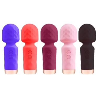 Imagem de Mini Varinha Mágica Massageador, 10 Modos de Vibração, Recarregável USB, 11,5cm, Silicone, Cores Sortidas