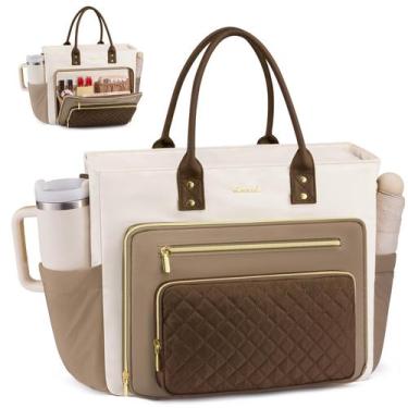 Imagem de Sacola para laptop LOVEVOOK 17" para mulheres com porta-copos cáqui