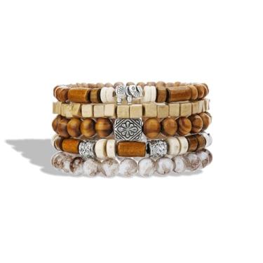 Imagem de 72ore Pulseiras de madeira Boho para mulheres pulseira de madeira com contas joias vintage para homens e mulheres joias modernas presentes, Miçangas, Sem Pedra Preciosa