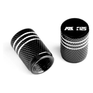 Imagem de Tampas de haste de válvula de pneu de roda CNC capas herméticas para motocicleta compatível com MSX125 MSX125Grom MSX125SF MSX 125Grom 125 125SF (2 peças preta)