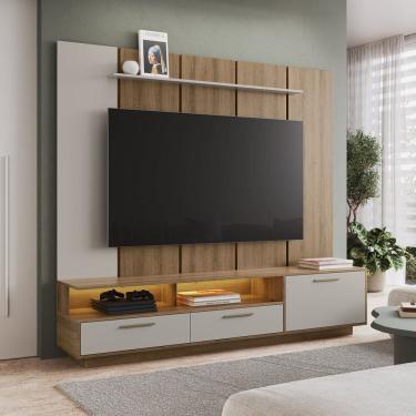 Imagem de Rack com Painel para Tv 75 Polegadas com Iluminação Led Ravenna Arenas/Mel