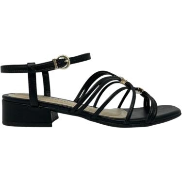 Imagem de Sandália Feminina Casual Social Dia a Dia Passeio Trabalho Detalhes Metalizados Salto Baixo Conforto Ramarim 2548205