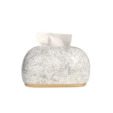 Imagem de Porta-lenços de papel quadrado arredondado de cerâmica para casa sala de estar caixa de gaveta suporte de caixa de lenços (branco)
