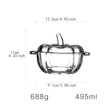Imagem de Fenteer Tigela de Vidro Elegante Inspirada em Abóbora com Tampa para Biscoitos E Doces, Jarra Decorativa Transparente para Servir em Casa E Festas