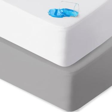 Imagem de Biloban Mini lençol de berço impermeável 96 cm x 61 cm, pacote com 2 capas protetoras para colchão Dream on Me/Newton, lençol portátil para meninos e meninas