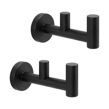 Imagem de NearMoon Gancho duplo para toalha de banheiro - Suporte de toalha de roupão de aço inoxidável SUS304, gancho de revestimento duplo resistente para banheiro, sala de estar, cozinha, montado na parede