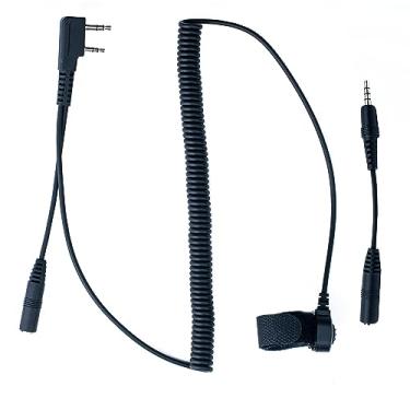 Imagem de BTECH Adaptador de áudio universal de 2 pinos K1 para 3,5 mm com PTT de um toque – compatibilidade premium com rádios BaoFeng, Kenwood e fones de ouvido de 3,5 mm com microfones em linha