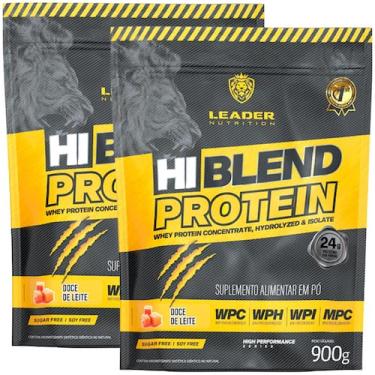 Imagem de 2x Whey Protein Hi-Blend 900g Leader Nutrition - Doce de Leite