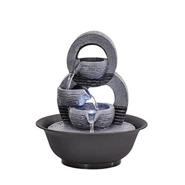 Imagem de Fonte de mesa fonte de mesa interior característica de água interior em níveis para quarto, sala de estar, escritório, sala de jantar e casa de banho - fontes de secretária de 9 polegadas (cor