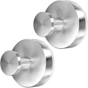 Imagem de Guojanfon Ganchos de ventosa para chuveiro/banheiro resistentes removíveis para toalhas, roupões, bucha - ganchos de aço inoxidável sem broca para vidro, espelho, azulejo, cozinha (2, prata)