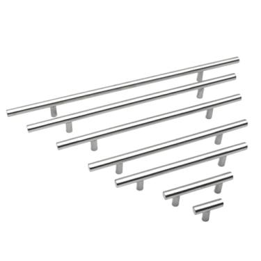 Imagem de CXYFQUUK Puxadores de armário de aço inoxidável com barra T de 50-350 mm diâmetro 10 mm puxadores de porta de armário de cozinha puxadores de gaveta ferragens de móveis 2 peças (botão)