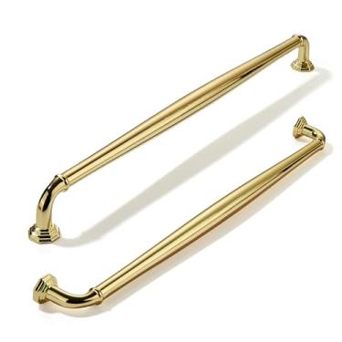 Imagem de khtumeware Puxador de armário de latão polido de 457 mm (18 pol.) Puxador de armário dourado não laqueado Hardware de armário sólido resistente para gaveta de armário, puxador de cômoda
