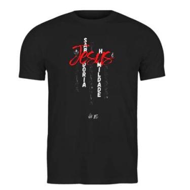 Imagem de Camiseta Unissex Estampa Leão De Judá Jesus Camisa Gospel Evangélica -
