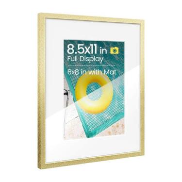 Imagem de Porta-retratos Heimlove 8,5 x 11 polegadas em metal dourado e alumínio