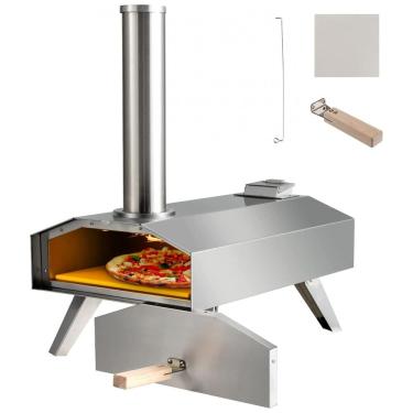 Imagem de Forno de Pizza a Gás Portátil Aço Inoxidável com Pedra de Pizza, Giantex, Prata