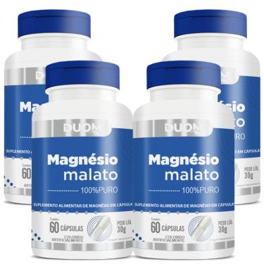 Imagem de COMBO 4 MAGNÉSIO MALATO PURO 60 CÁPS CADA TOTAL 240 - DUOM