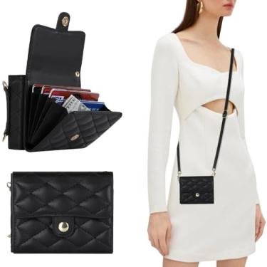 Imagem de Bolsa crossbody capa de telefone de couro para Samsung Galaxy Z Flip 5 4 3 Flip5 Flip4 Flip3 5G capa de cartão carteira com cordão longo, preta, para Samsung Z Flip5