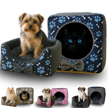 Imagem de Cama Toca Iglu Pet 3x1 Suede Caminha Gato e Cachorro (Azul)