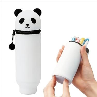 Imagem de Lindo estojo de lápis, presente de panda, bolsa de lápis, material escolar, suporte de caneta para organizador de mesa, suporte de lápis para sala de aula, estojo de caneta de silicone, presentes para