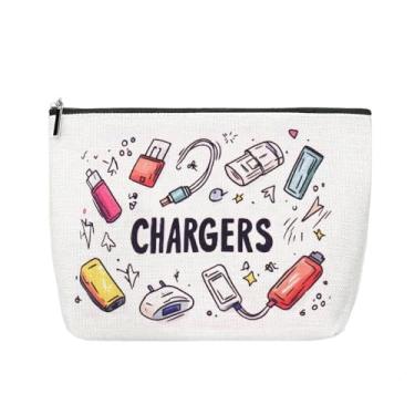 Imagem de Bolsa organizadora de cabos para mulheres, homens, presentes de Natal para filha, filho, amigo, carregadores, armazenamento de cabos, bolsa de maquiagem, organizador de cosméticos, bolsas com zíper