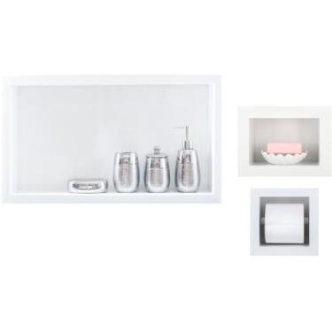 Imagem de Nicho Em Porcelanato Para Banheiro - kit com 3 peças (Branco) - Incomp
