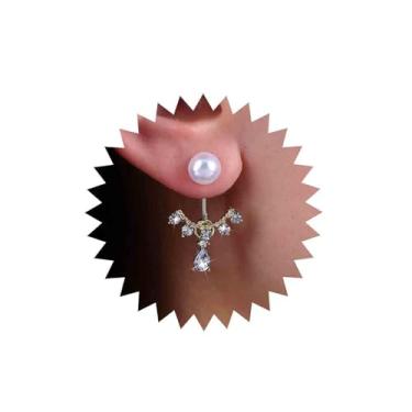 Imagem de Aneneiceera Brincos vintage de folha de pérola, brincos de orelha de ouro, brincos de cristal com olho turco, flor de lótus, brincos de folha de aglomerado, joias para mulheres e meninas, Zinco, nah