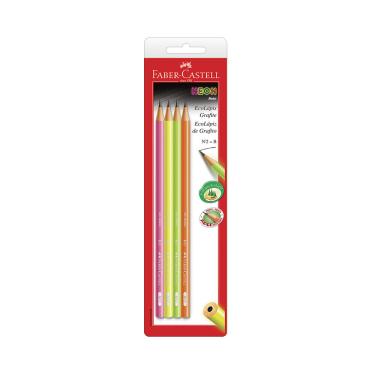 Imagem de Lápis Grafite Faber-Castell Eco Neon Color Nº2B com 4 Unidades