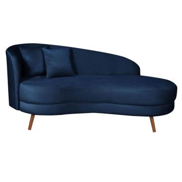Imagem de Chaise Longue Divã Emili 160cm Shop Das Cabeceiras Azul