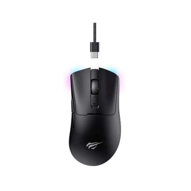 Imagem de Mouse Gamer Havit MS966S, 10000DPI, Com fio (USB-C) + 2.4G (USB) + Bluetooth 5.2, 7 Botões Preto