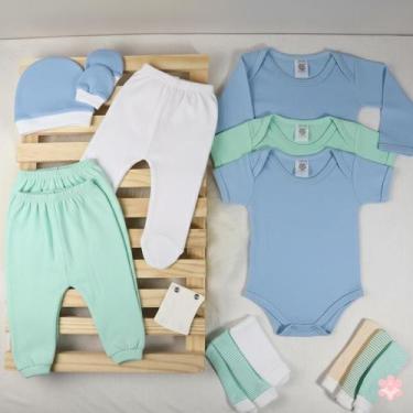 Imagem de Kit 15 Peças Roupa Bebê Body Mijão Calça Enxoval Algodão Sortido Dia a