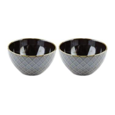 Imagem de Jogo De 2 Bowls Geometrix Fine Em Cerâmica 580 Ml Marrom - Lhermitage