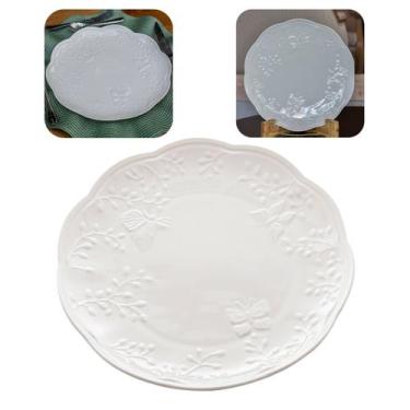 Imagem de Jogo 8 Pratos Rasos De Porcelana Branco New Bone Butterfly Flower Luxo