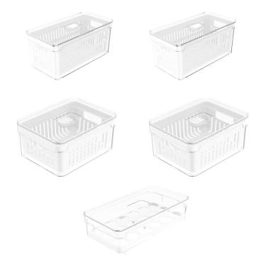 Imagem de Kit 5 Organizadores Geladeira Frutas Verduras Legumes