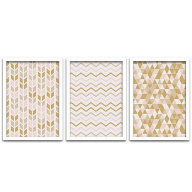 Imagem de Conjunto Quadros Decorativos 3 pçs 20x30 Formas Geométricas