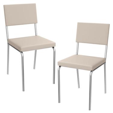 Imagem de Kit 2 Cadeiras Cromada Sala Jantar 2c128cr Corino Kappesberg Nude