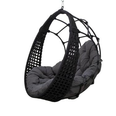Imagem de Balanço Ninho Suspenso + Mola E Mosquetão Corda Náutica Preta Almofada Impermeável Cinza