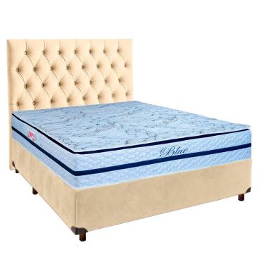Imagem de Cama Box + Colchão Casal Molas Ensacadas Blue Paropas + Cabeceira Estofada