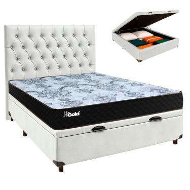 Imagem de Kit Cama Box Bau + Cabeceira + Colchão Casal Molas Ensacadas - Life Gold - Paropas