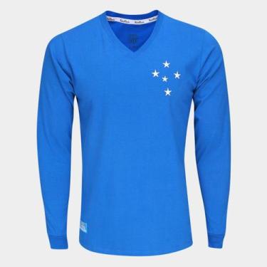 Imagem de Camisa Cruzeiro RetrôMania Libertadores 1976 Manga Longa Masculina, Az