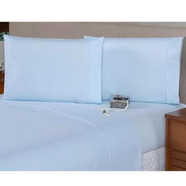 Imagem de Kit 2 Fronhas Avulsas Estampadas Para Travesseiro Malha 100% Algodão Toque Macio Com Zíper Hotel Pousada (Azul, 70x50 cm)