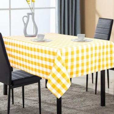 Imagem de UNIQINNOW Toalha de mesa retangular Buffalo Check tecido resistente 100% algodão - capa de mesa de jantar lavável - ideal para jantar, casamento, Natal, uso diário, linho de mesa, 132 x 187 cm