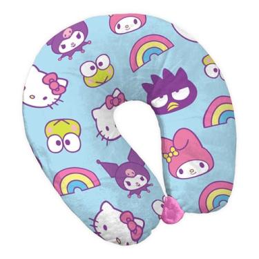 Imagem de Northwest Almofada de pescoço para viagem Hello Kitty da Sanrio, almofada de pelúcia em forma de U para avião, viagem, carro, 30 x 33 cm, Hello Kitty & Friends Keep It Kind, 12x13 inches