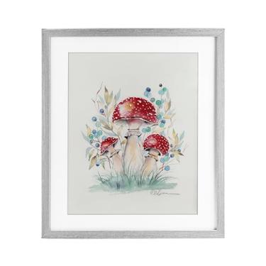 Imagem de Stupell Industries Toadstool Mushroom Trio Impressão emoldurada preta sob vidro, design por Cady Driver, 40,6 x 33,5 cm