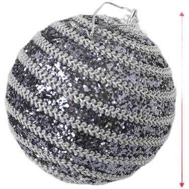 Imagem de Enfeite de bola de Natal de espuma de glitter dourado com bola preta para decoração de árvore de Natal, bola de Natal leve de 21 cm para exibição festiva interna