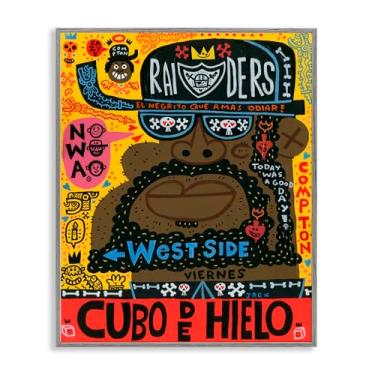 Imagem de Stupell Industries Retrato icônico de colagem hip hop cinza emoldurado arte giclée, design por Jorge R. Gutierrez, 76 x 61 cm