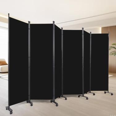 Imagem de Divisor de sala de 332 cm L para divisória de quarto (base resistente) 6 divisórias de divisória de painel, separação de tela independente com painel de privacidade dobrável com separador de espaço de