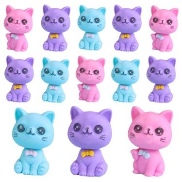 Imagem de Topflier 30 borrachas de animais para lembrancinhas de festa infantil, enchimentos de meias infantis, prêmios de sala de aula, presente de Natal para o dia das crianças (gato)